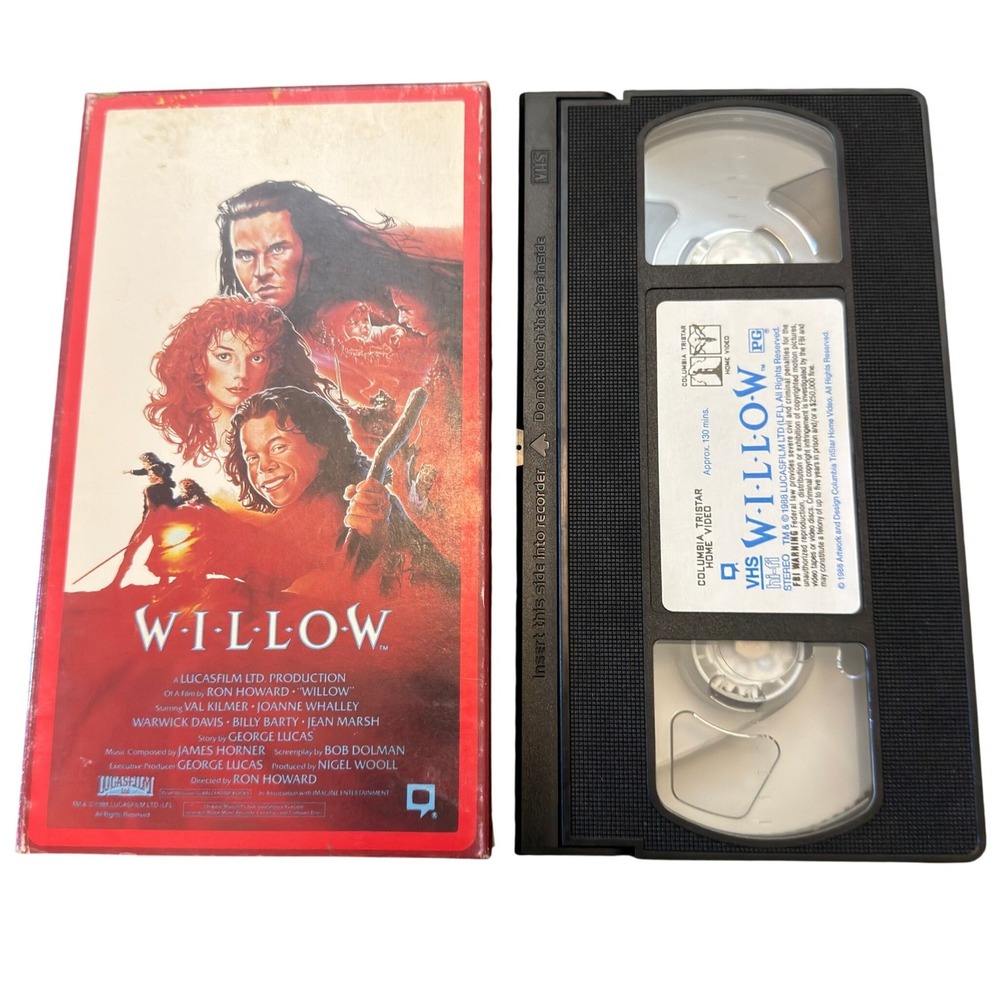 Willow VHS 1988 Movie Lucasfilm Columbia Tristar Warwick Davis Val Kilmer 60936